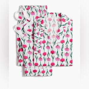 J. Crew Factory Short-sleeve pajama set cropped pant decorative pink floral Sz S